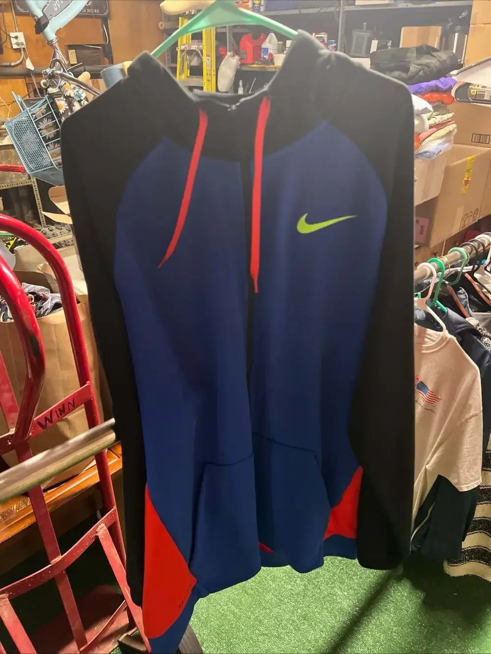 Nike Men's Dri-FIT Full Zip Athletic Training Hoodie, Blue/Black/Red, Size XL Ta
